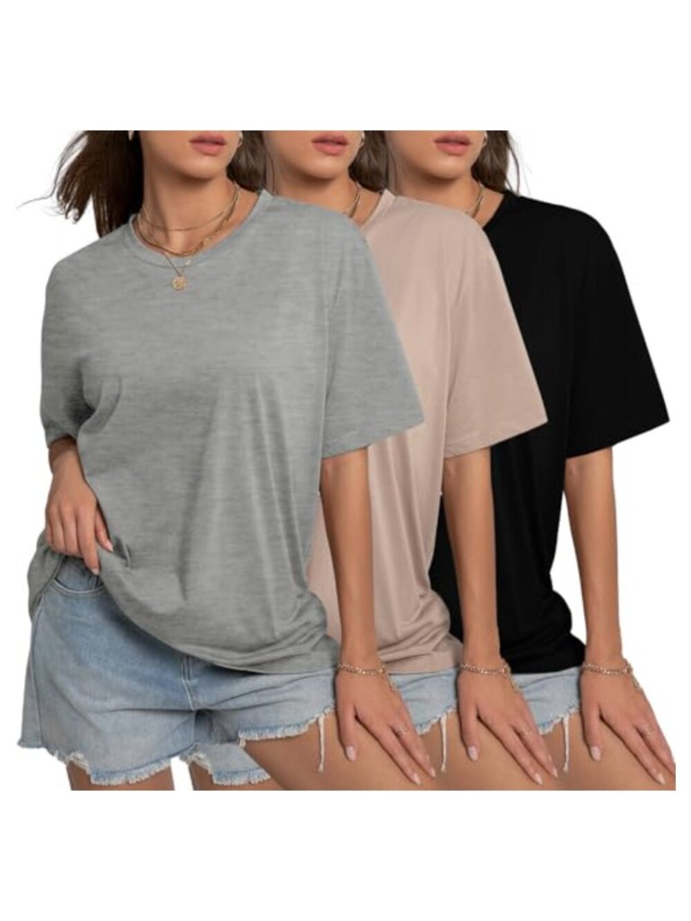 Oversized Crewneck Short Sleeve T-Shirt Loose Fit Casual Workout Basic Tee